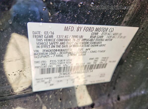 2FMGK5D84GBA03154 2016 FORD FLEX Black Սալոնի 360 աստիճան տեսք