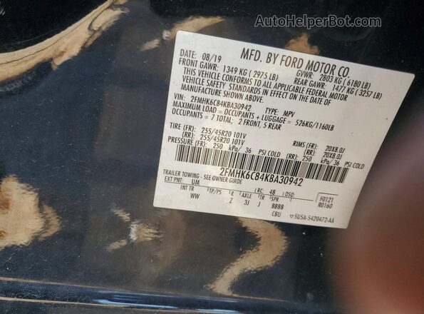 2FMHK6C84KBA30942 2019 FORD FLEX Black VIN կոդի պիտակի տեսք