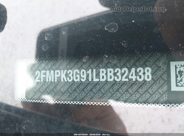 2FMPK3G91LBB32438 2020 FORD EDGE White 