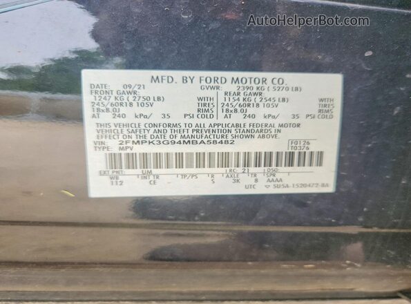 2FMPK3G94MBA58482 2021 FORD EDGE Black VIN կոդի պիտակի տեսք