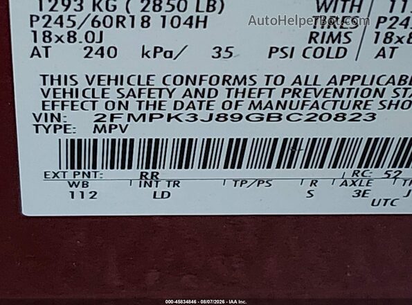 2FMPK3J89GBC20823 2016 FORD EDGE Red Widok komory silnika