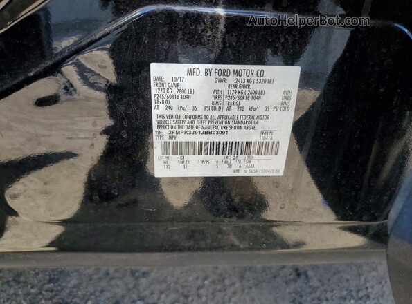 2FMPK3J91JBB03091 2018 FORD EDGE Черный Вид наклейки с VIN-кодом