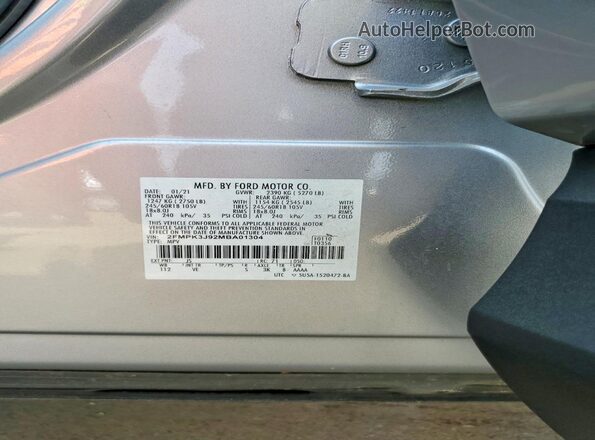 2FMPK3J92MBA01304 2021 FORD EDGE Silver სალონის 360-გრადუსიანი ხედი