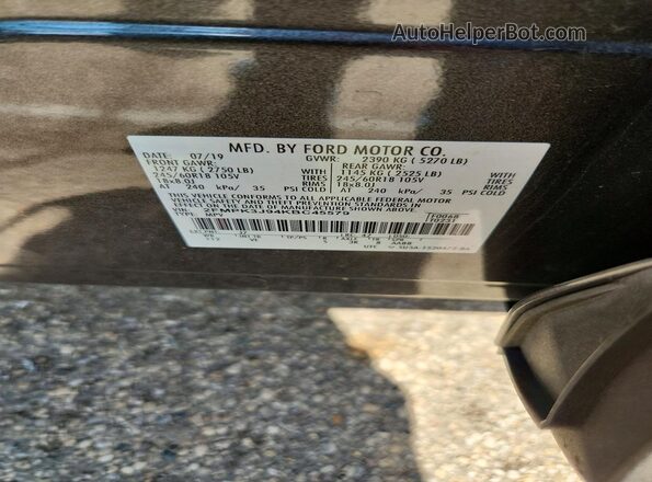 2FMPK3J94KBC45579 2019 FORD EDGE Gray Vista de la etiqueta del VIN