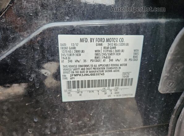 2FMPK3J96JBB35745 2018 FORD EDGE Black Widok wnętrza 360 stopni