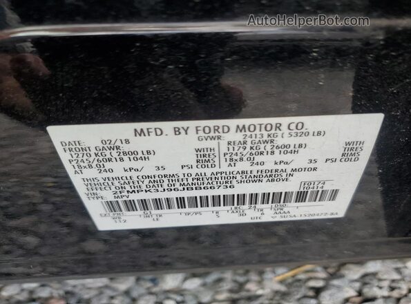 2FMPK3J96JBB66736 2018 FORD EDGE Черный Вид наклейки с VIN-кодом