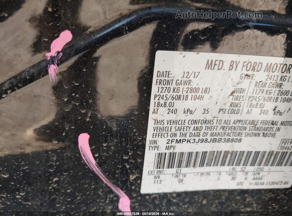 2FMPK3J98JBB38808 2018 FORD EDGE Black Widok komory silnika