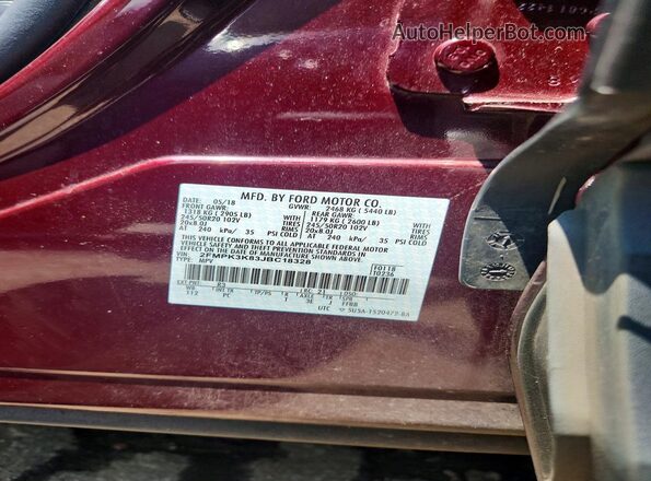 2FMPK3K83JBC18328 2018 FORD EDGE Burgundy Շարժիչի բաժամունքի տեսք