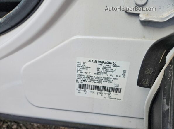 2FMPK3K83JBC35243 2018 FORD EDGE White 