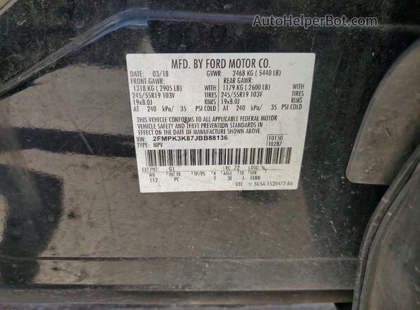 2FMPK3K87JBB88136 2018 FORD EDGE Черный Панорамный вид салона 360°