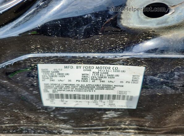 2FMPK3K91HBC07511 2017 FORD EDGE Черный Вид наклейки с VIN-кодом