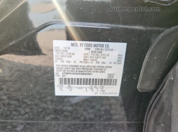 2FMPK3K92KBB42661 2019 FORD EDGE Черный Вид подкапотного пространства