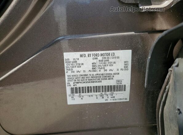 2FMPK3K95KBB55355 2019 FORD EDGE Brown VIN կոդի պիտակի տեսք