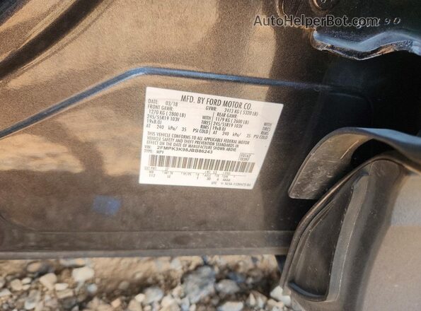 2FMPK3K98JBB86243 2018 FORD EDGE Silver 360 interior view
