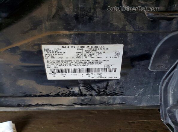 2FMPK4AP7GBB82053 2016 FORD EDGE Black VIN sticker view