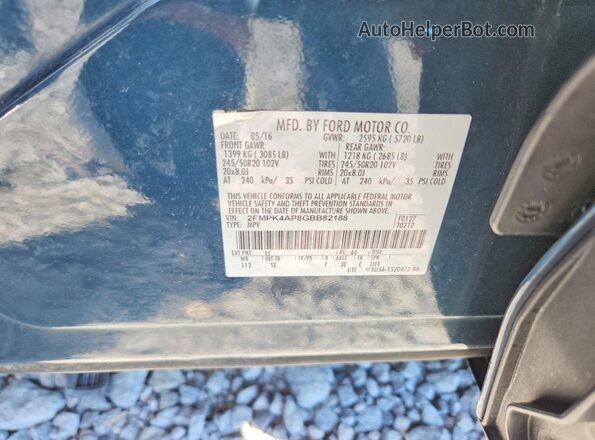 2FMPK4AP8GBB82188 2016 FORD EDGE Blue Вид наклейки з VIN-кодом