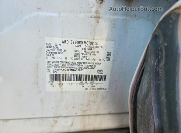 2FMPK4G90MBA12623 2021 FORD EDGE Белый Вид подкапотного пространства