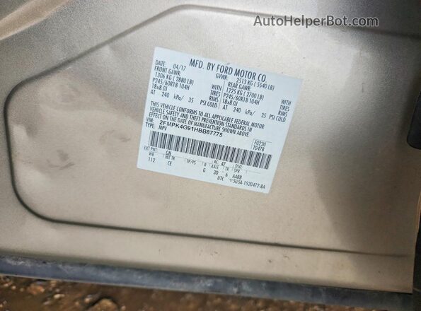 2FMPK4G91HBB87775 2017 FORD EDGE Tan Շարժիչի բաժամունքի տեսք