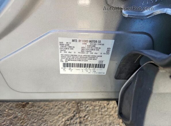 2FMPK4G97HBC57229 2017 FORD EDGE Серебряный Вид наклейки с VIN-кодом