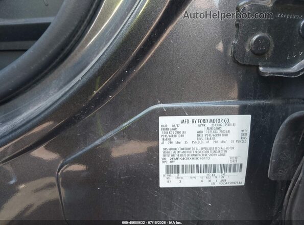 2FMPK4G9XHBC46113 2017 FORD EDGE Серый Вид подкапотного пространства