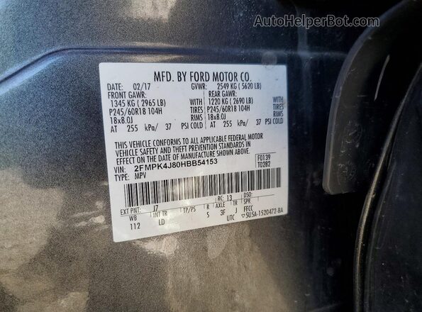 2FMPK4J80HBB54153 2017 FORD EDGE Charcoal Սալոնի 360 աստիճան տեսք