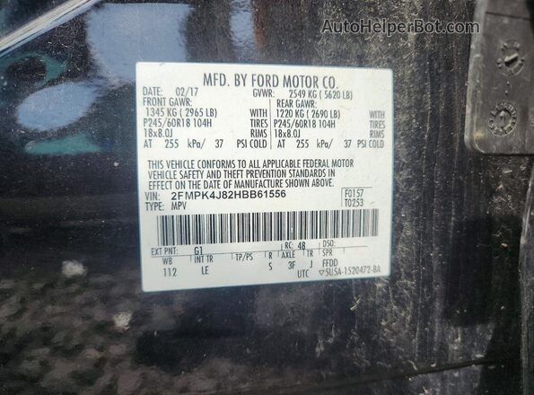 2FMPK4J82HBB61556 2017 FORD EDGE Black VIN կոդի պիտակի տեսք