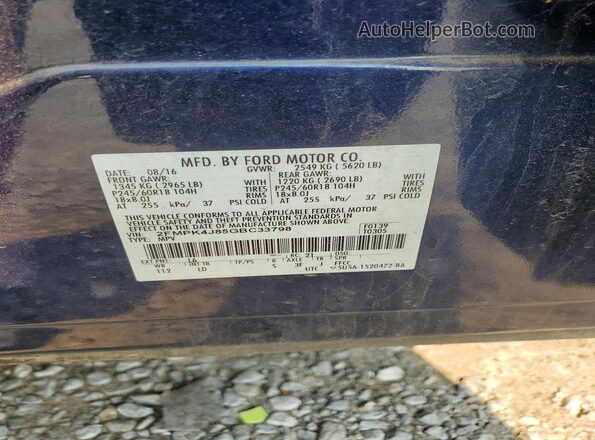 2FMPK4J85GBC33798 2016 FORD EDGE Синий Вид наклейки с VIN-кодом