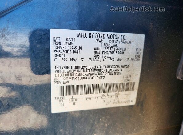 2FMPK4J86GBC19473 2016 FORD EDGE Blue VIN sticker view
