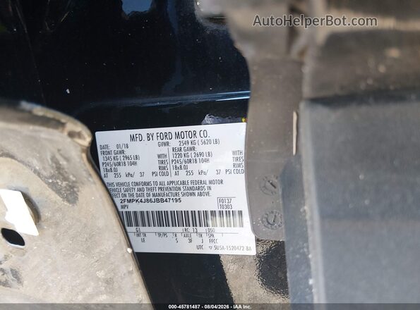 2FMPK4J86JBB47195 2018 FORD EDGE Black Вид підкапотного простору