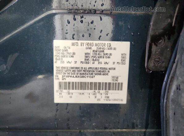 2FMPK4J8XGBC11327 2016 FORD EDGE Blue Widok komory silnika