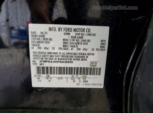 2FMPK4J90PBA56859 2023 FORD EDGE Black VIN sticker view