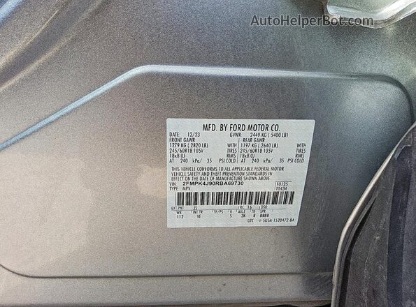 2FMPK4J90RBA69730 2024 FORD EDGE Silver Vista de la etiqueta del VIN