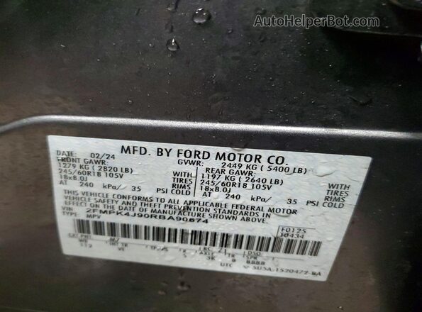 2FMPK4J90RBA90674 2024 FORD EDGE Серый Панорамный вид салона 360°