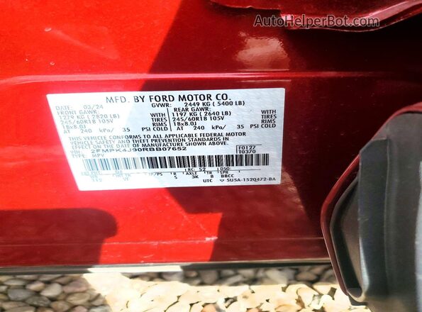 2FMPK4J90RBB07652 2024 FORD EDGE Red Widok wnętrza 360 stopni
