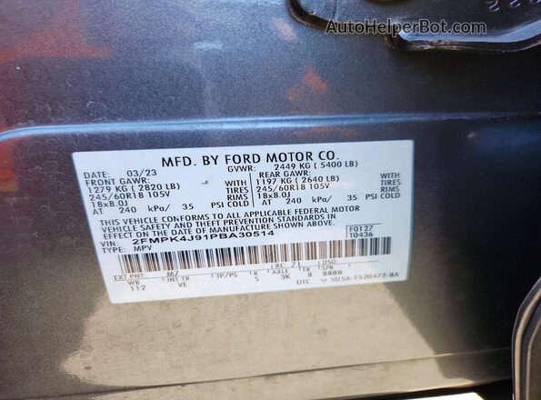 2FMPK4J91PBA30514 2023 FORD EDGE Gray Շարժիչի բաժամունքի տեսք