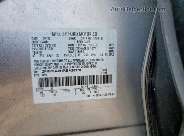 2FMPK4J91RBA26370 2024 FORD EDGE Silver VIN sticker view