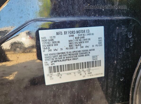 2FMPK4J92PBA15021 2023 FORD EDGE Black VIN sticker view