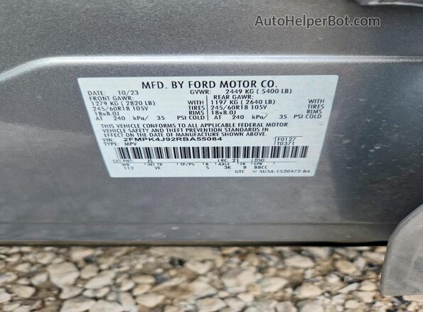 2FMPK4J92RBA55084 2024 FORD EDGE Silver VIN კოდის სტიკერის ხედი