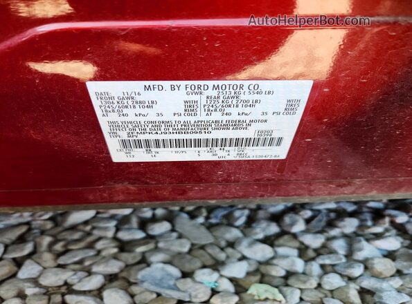 2FMPK4J93HBB09510 2017 FORD EDGE Red VIN sticker view