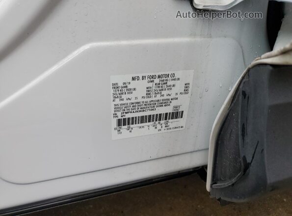 2FMPK4J93KBC71063 2019 FORD EDGE White Вид наклейки з VIN-кодом