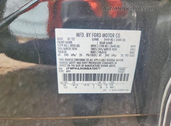 2FMPK4J93NBA70977 2022 FORD EDGE Gray Engine compartment view