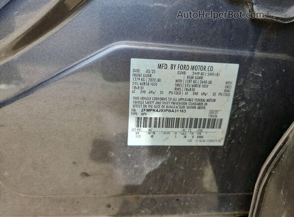 2FMPK4J93PBA31163 2023 FORD EDGE Серый Вид подкапотного пространства