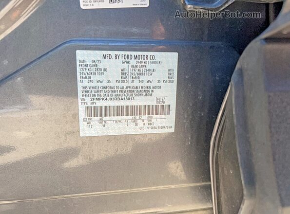 2FMPK4J93RBA18013 2024 FORD EDGE Gray Vista de los asientos traseros