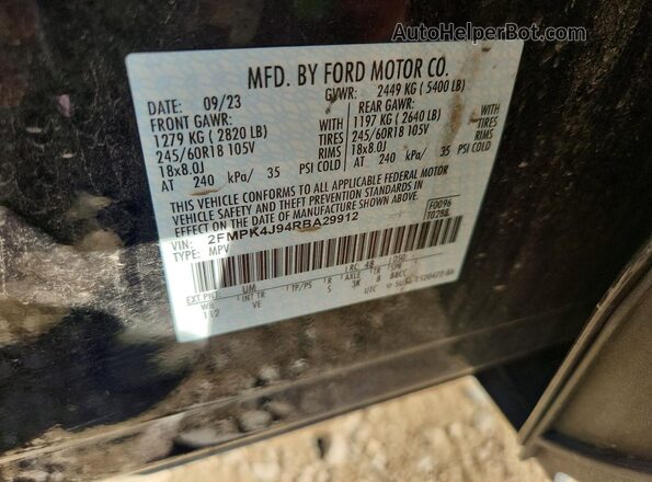2FMPK4J94RBA29912 2024 FORD EDGE Black Vista del compartimento del motor
