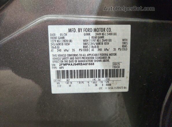 2FMPK4J94RBA81668 2024 FORD EDGE Gray 