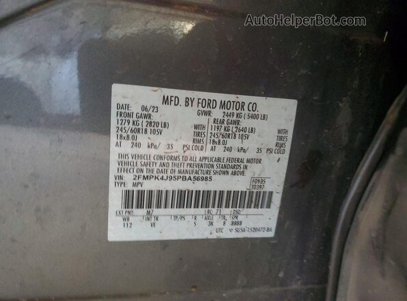 2FMPK4J95PBA56985 2023 FORD EDGE Gray Սալոնի 360 աստիճան տեսք