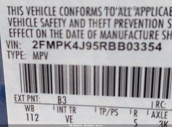 2FMPK4J95RBB03354 2024 FORD EDGE Blue ძრავის განყოფილების ხედი