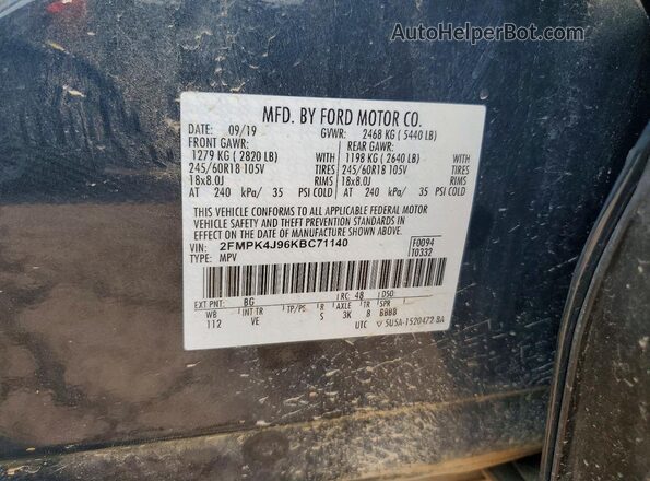 2FMPK4J96KBC71140 2019 FORD EDGE Blue Вид наклейки з VIN-кодом