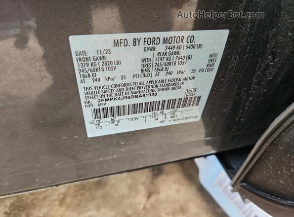 2FMPK4J96RBA61938 2024 FORD EDGE Gray Vista del compartimento del motor