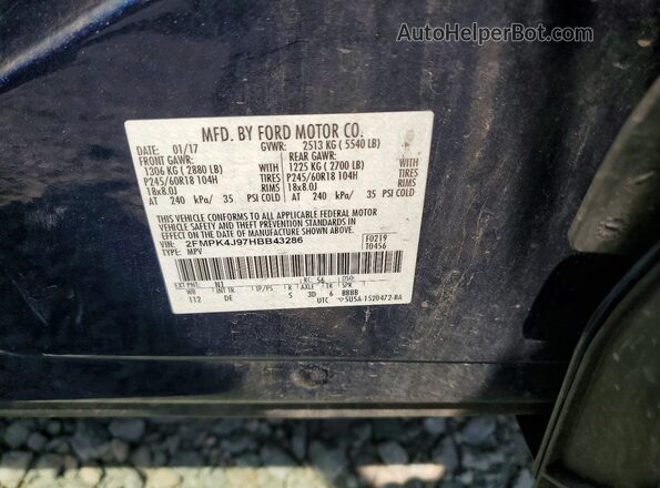 2FMPK4J97HBB43286 2017 FORD EDGE Синий Вид наклейки с VIN-кодом